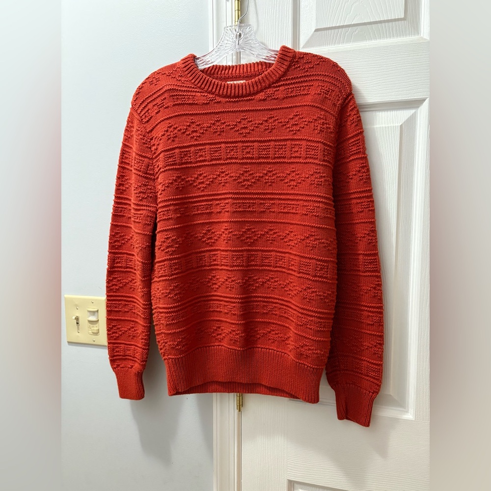J.Crew Cotton Crewneck Sweater In Combination Guernsey Stitch Men M
